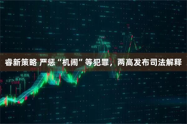 睿新策略 严惩“机闹”等犯罪，两高发布司法解释